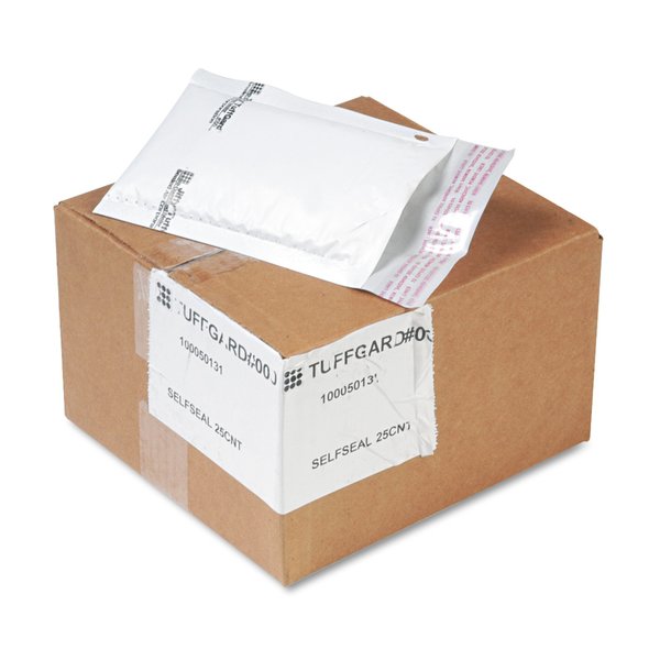 Sealed Air Envelope, Cushioned, 4 x 8 in., White, PK25 49678